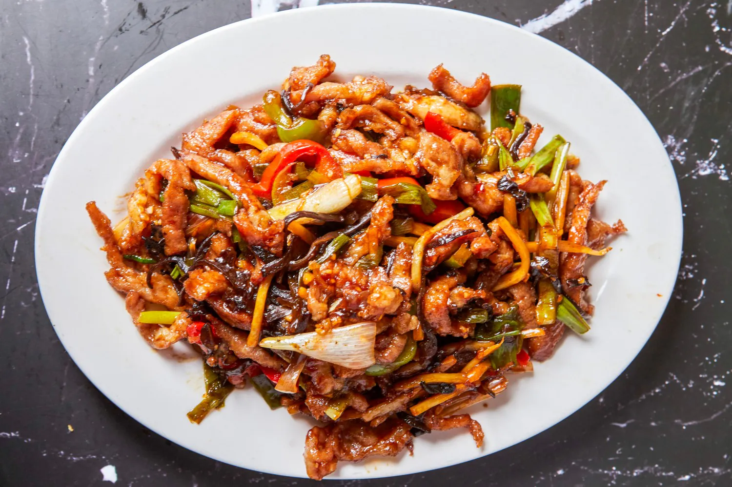 shredded pork szechwan style at Super Wok Chinese Restaurant in Tarzana