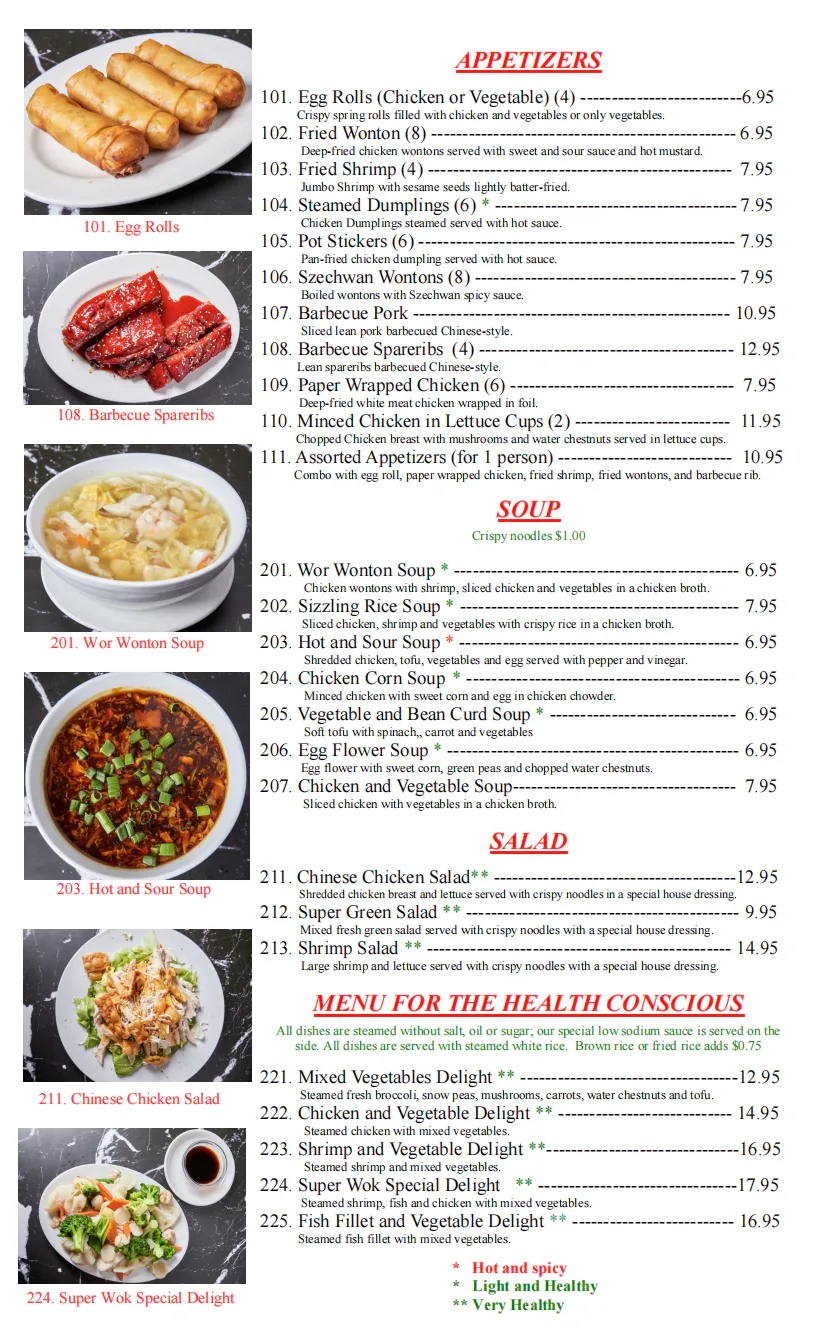 Restaurant APPETIZERS menu, detailed description provided below