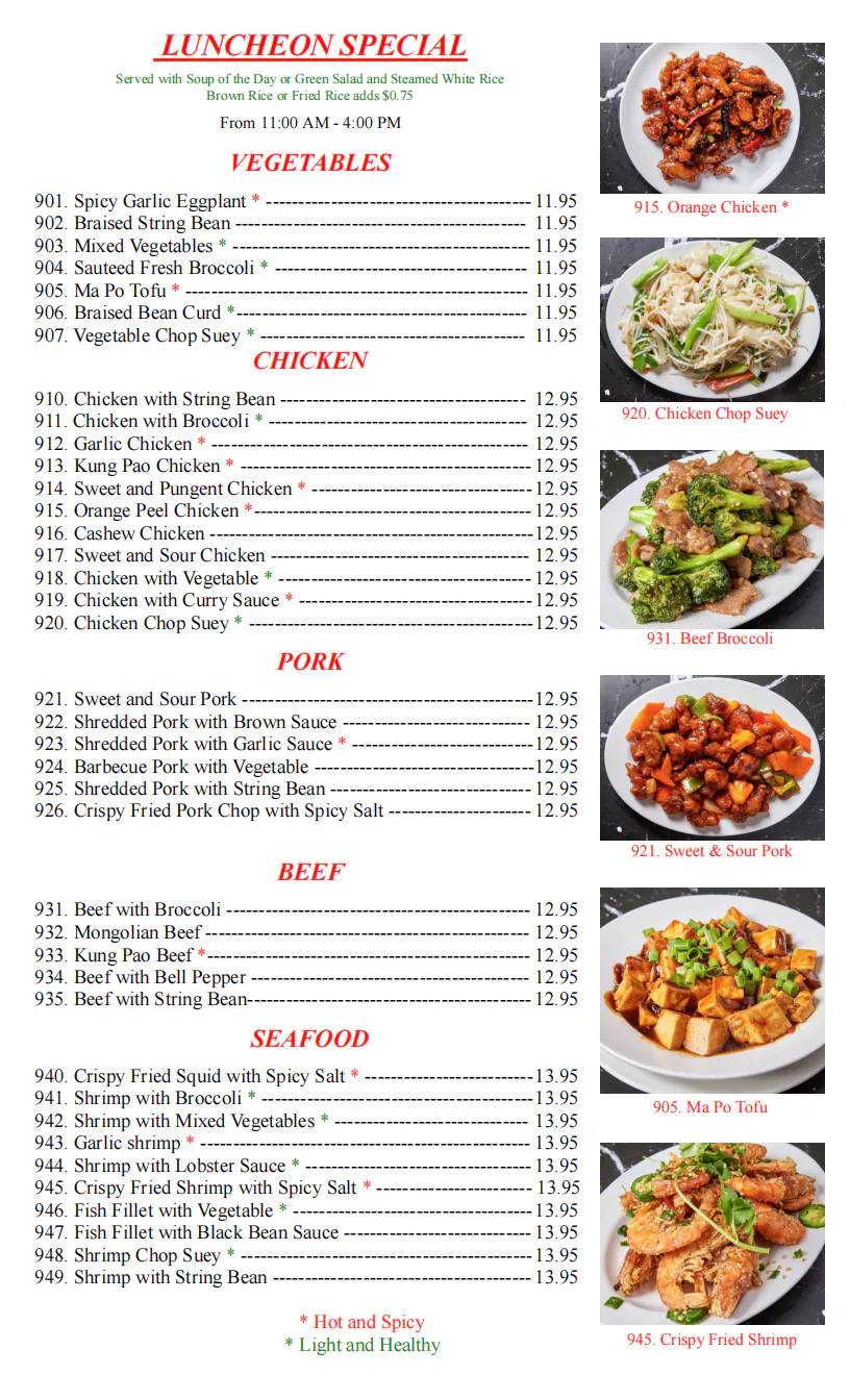 Restaurant LUNCHEON SPECIAL menu 1, detailed description provided below